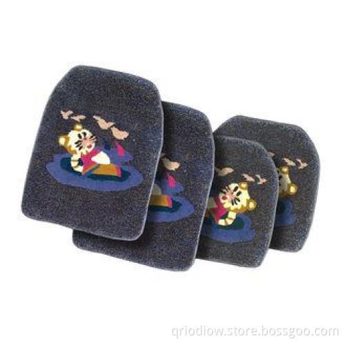 Black Cartoon Custom Rubber Car Mats Tailored Car Carpets